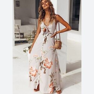 HELLO MOLLY Sounds of Summer Floral Tie Front Maxi Dress